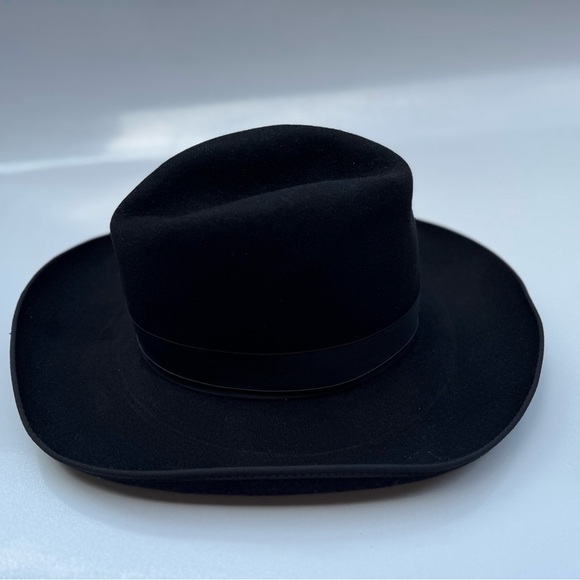 Borsalino Fedora Hat Black Wool Felt Made in Italy Vintage Size 7 (VDC) - Picture 7 of 9